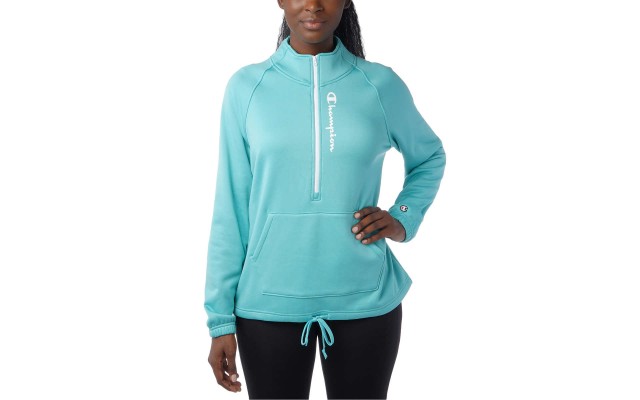  Ladies' Quarter Zip Fleece Jacket, Teal, 2X