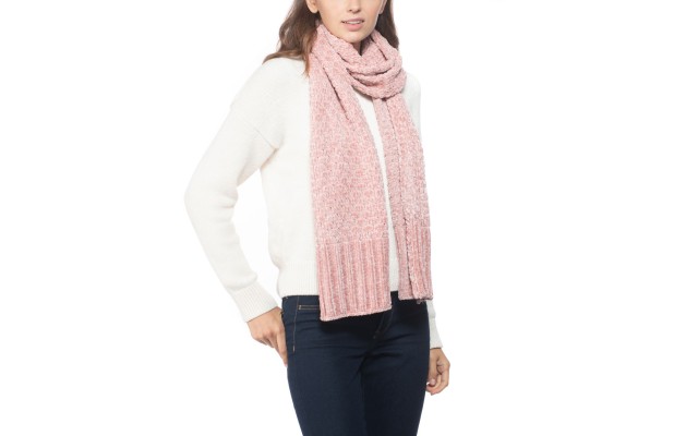  Chenille Muffler Scarf, One Size, Pink