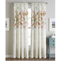 CHF Watercolor Floral Print Flip Over Rod Pocket Single Curtain Panel, Orange, 50×84