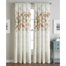 CHF Watercolor Floral Print Flip Over Rod Pocket Single Curtain Panel
