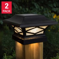 Classy Caps Kingsbridge Dual Lighted Solar Post Cap, 2-pack, Black