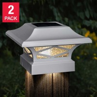 Classy Caps Kingsbridge Dual Lighted Solar Post Cap, 2-pack, White