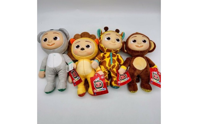 Cocomelon Little Plush Set JJ Lion Giraffe Monkey Koala 8″ – 4 Pack Box