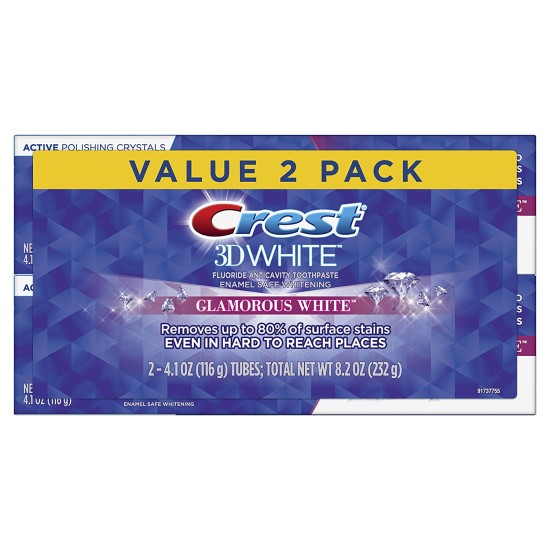  3D White, Whitening Toothpaste Glamorous White, 4.1 oz, Pack of 2