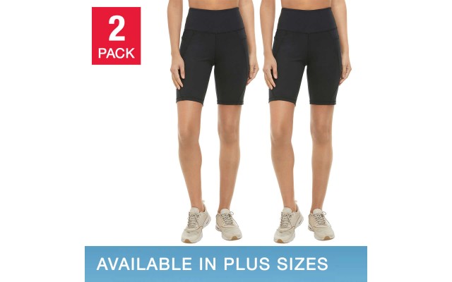  Ladies' Bike Short, 2-pack, Black, Large