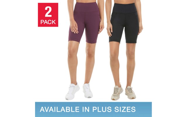 Ladies' Bike Short, 2-pack, Purple, Large