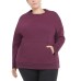  Ladies' Oversized Crewneck with Pocket, Purple, Medium