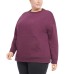  Ladies' Oversized Crewneck with Pocket, Purple, Large