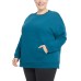  Ladies' Oversized Crewneck with Pocket, Blue, Large