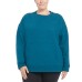  Ladies' Oversized Crewneck with Pocket, Blue, Large