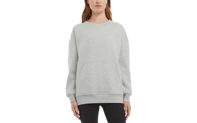 Ladies' Oversized Crewneck with Pocket, Gray, Large