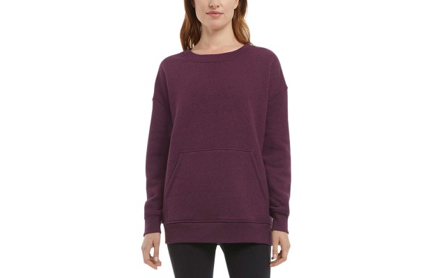  Ladies' Oversized Crewneck with Pocket, Purple, Large