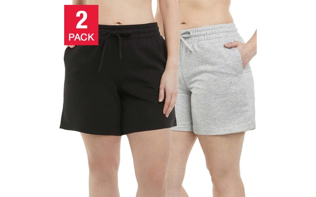  Ladies' Soft Active Short, 2-pack, Black, Large