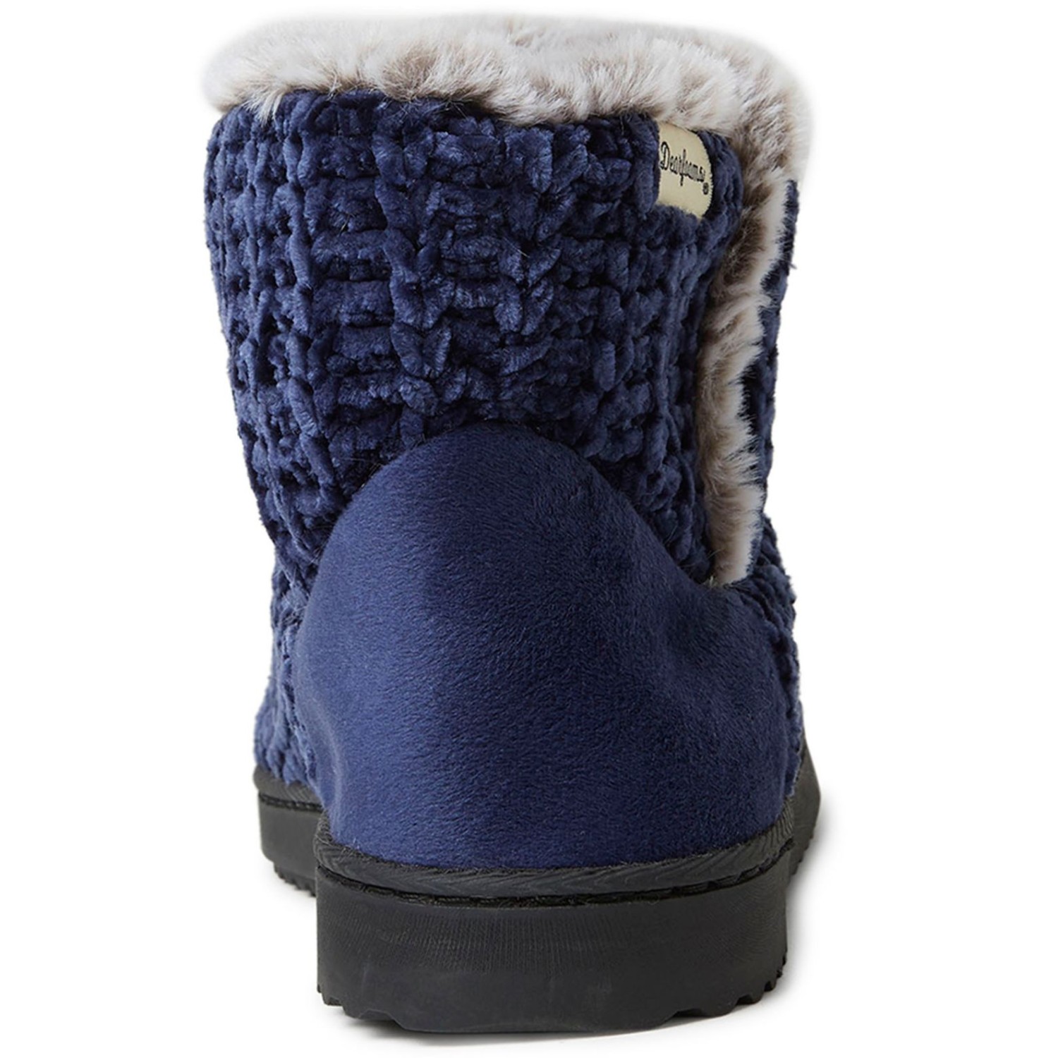 dearfoams women's fairisle and solid chenille knit boot slipper