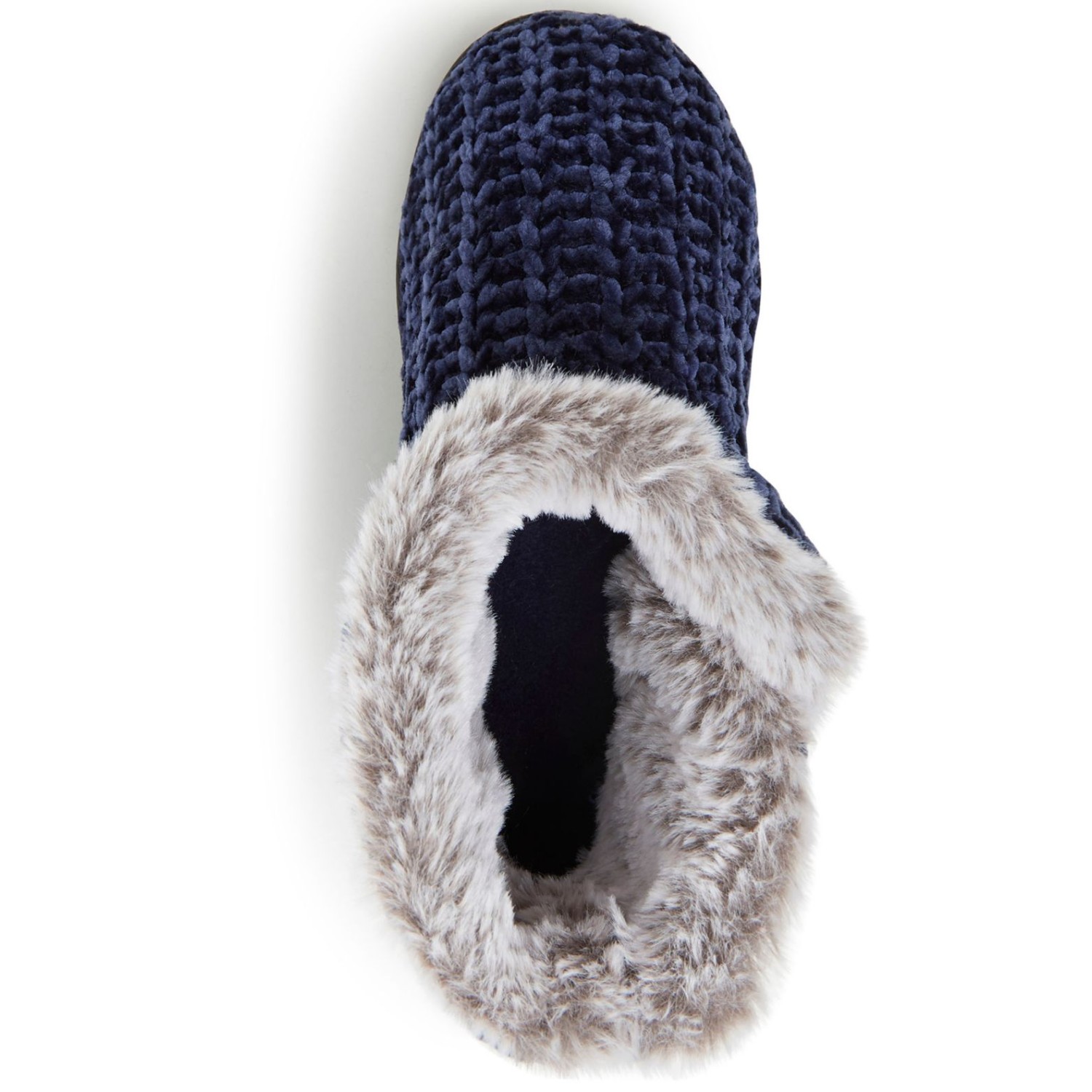 dearfoams women's fairisle and solid chenille knit boot slipper