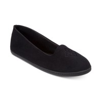 Dearfoams Women’s Microfiber Velour Closed Back Slippers Black