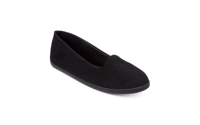 Women’s Microfiber Velour Closed Back Slippers Black