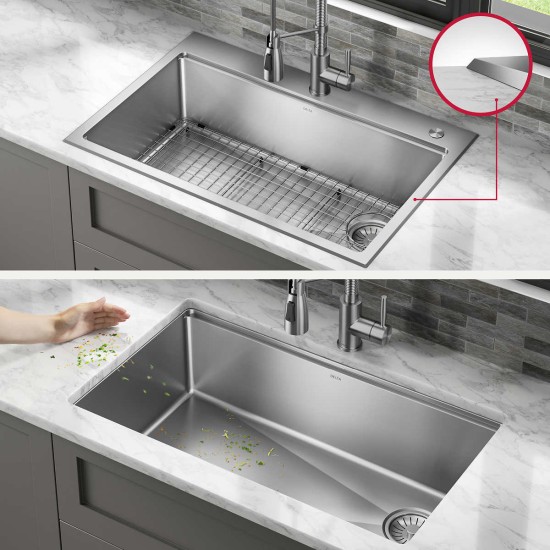  33” Stainless Steel Dual Mount Single Bowl Kitchen Sink