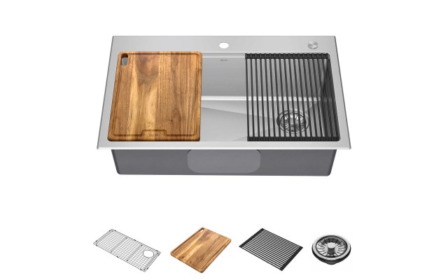  33” Stainless Steel Dual Mount Single Bowl Kitchen Sink