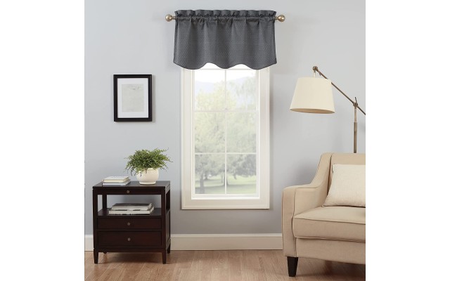  Canova Blackout Window Valance 42 x 21, Charcoal, 21