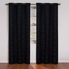 ECLIPSE Meridian Modern Blackout Thermal Grommet Window Curtain for Bedroom or Living Room (42″ x 95″, Black)