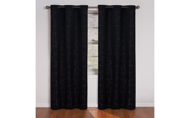  Meridian Modern Blackout Thermal Grommet Window Curtain for Bedroom or Living Room (42″ x 95″, Black)