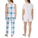  Ladies' 4-Piece Pajama Set, Teal, Large