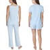  Ladies' 4-Piece Pajama Set, Blue, 2X