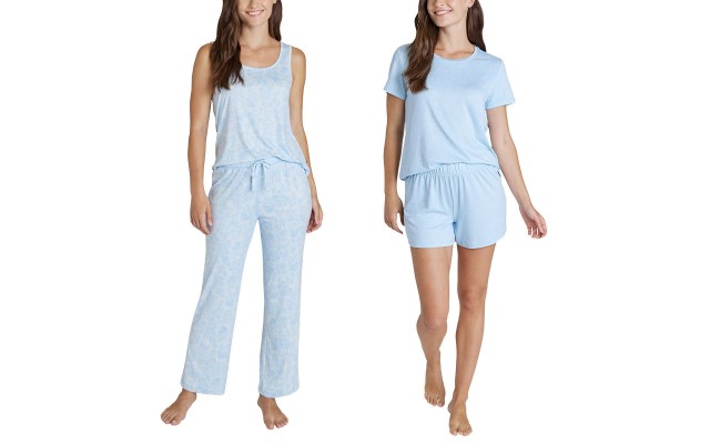  Ladies' 4-Piece Pajama Set, Blue, 2X