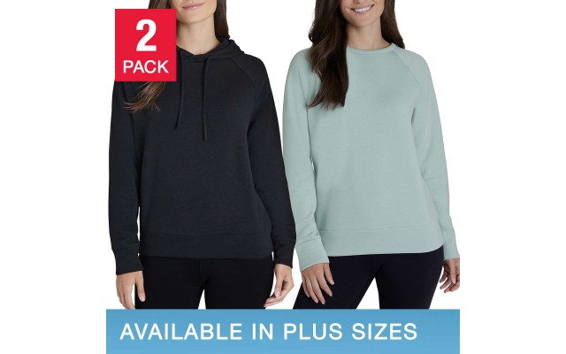  Ladies' Crewneck & Hoodie, 2-pack, Black, X-Large
