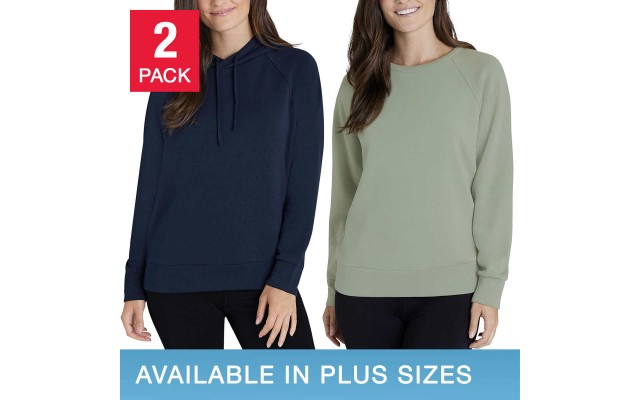  Ladies' Crewneck & Hoodie, 2-pack, Blue, XX-Large