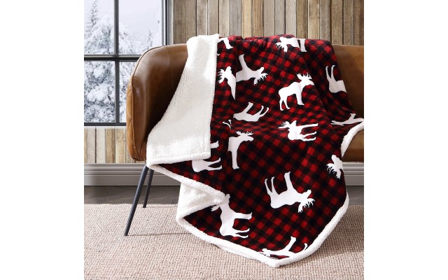  Plush Sherpa Fleece Throw, Multi