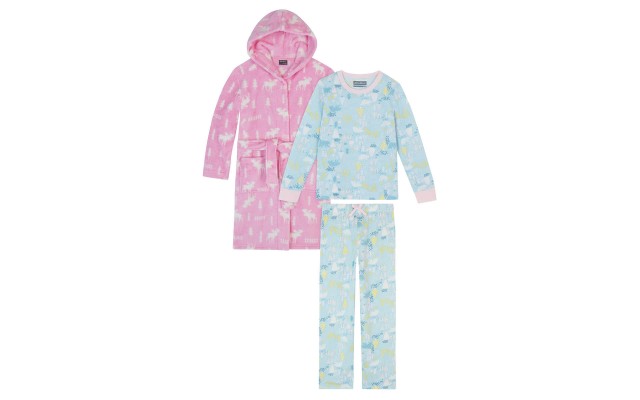  Youth 2-piece PJ Set with Robe, Moose, One Color, Medium