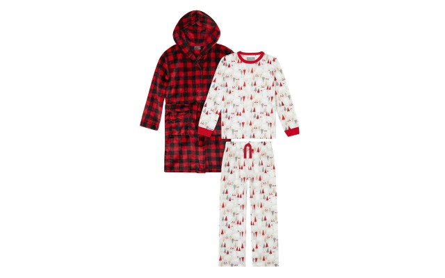  Youth 2-piece PJ Set with Robe, Polar Bear, One Color, Medium