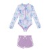  Youth Long Sleeve Swim Set, Purple, Large