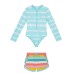  Youth Long Sleeve Swim Set, Blue, Large