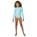 Youth Long Sleeve Swim Set, Blue, Large