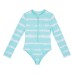  Youth Long Sleeve Swim Set, Blue, Large