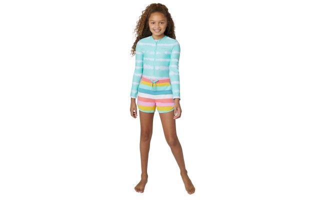  Youth Long Sleeve Swim Set, Blue, Large