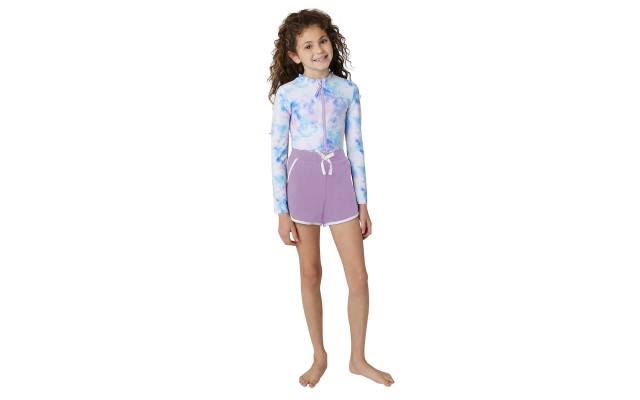  Youth Long Sleeve Swim Set, Purple, Large