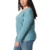  Ladies' Ribbed V-Neck Sweater, Blue, 2X