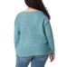  Ladies' Ribbed V-Neck Sweater, Blue, 2X