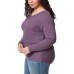  Ladies' Ribbed V-Neck Sweater, Purple, Medium
