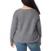  Ladies' Ribbed V-Neck Sweater, Gray, 2X