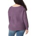  Ladies' Ribbed V-Neck Sweater, Purple, Medium