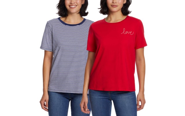  Ladies' Tee, 2-pack, Red, Large