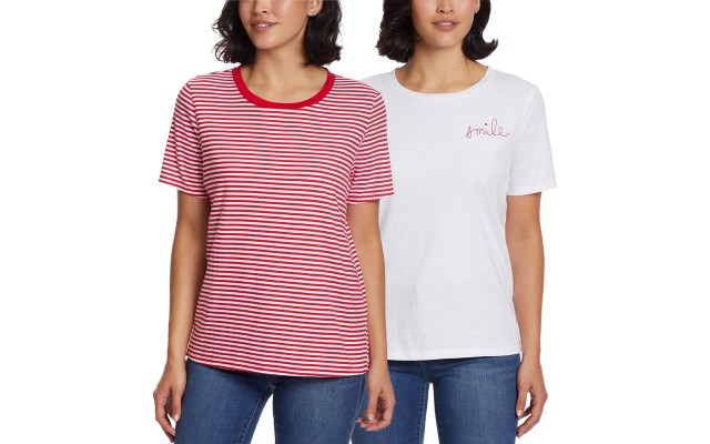  Ladies' Tee, 2-pack, White, Large