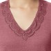 Ladies' V-Neck Lace Top, Red, Medium