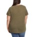 Ladies' V-Neck Lace Top, Green, Large
