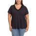  Ladies' V-Neck Lace Top, Black, 2X